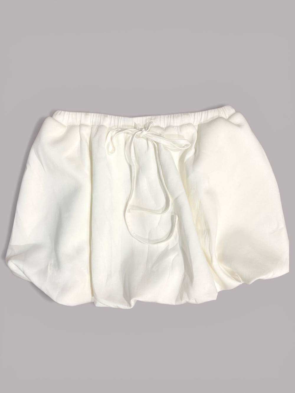 GREY LAB Cream Bubble Mini Skirt with Drawstring